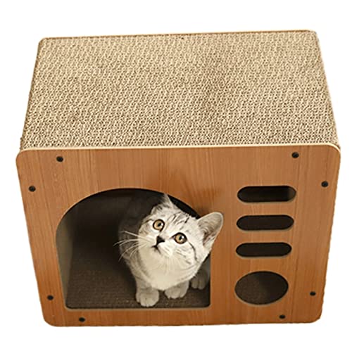 Interaktives Katzenbett, quadratisches Katzenkratzpolster, Katzenspielzeug aus Wellpappe, for Kätzchenspielübungen von TONGDY
