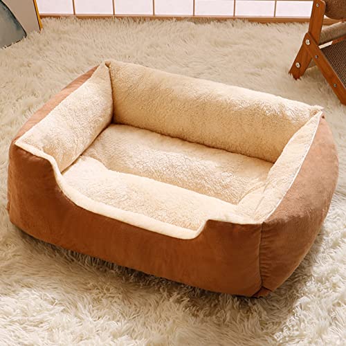 Katzenbett for Wohnungskatzen, 2-in-1-Katzenhäuser mit Rutschfester Unterseite, superweich, Vier Jahreszeiten waschbar, for Hunde und Katzen (Color : Brown, Size : 60 * 43cm) von TONGDY