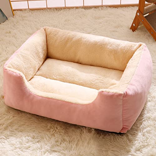 Katzenbett for Wohnungskatzen, 2-in-1-Katzenhäuser mit Rutschfester Unterseite, superweich, Vier Jahreszeiten waschbar, for Hunde und Katzen (Color : Pink, Size : 68 * 48cm) von TONGDY