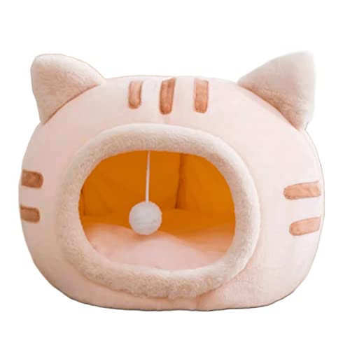 Katzenbetten for Hauskatzen, große Flauschige Katzenhöhle, Katzenversteck mit Kugelaufhängung, for kleine Hunde, Welpen, Kätzchen (Color : Pink, Size : 35 * 35 * 30cm) von TONGDY