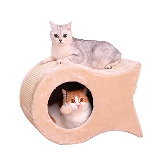 Katzenhöhle mit flauschigem Ball for Aufhängen, Nest-Katzenkratzer, for Schlafen, Spielen, Klettern und Verstecken von Haustieren, Versteck for große Katzen von TONGDY