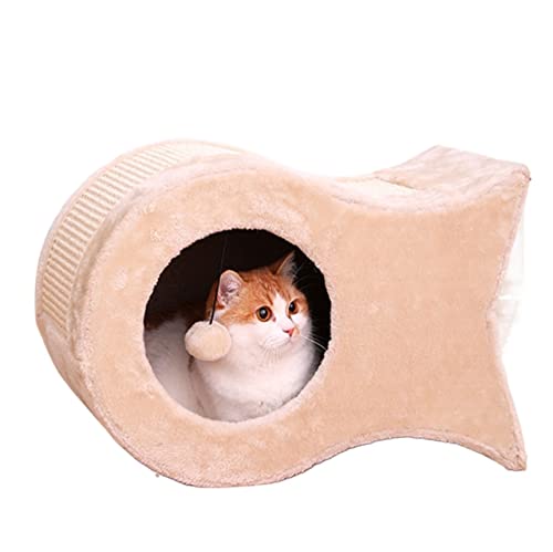 Katzenkorb, Katzenkratzer, Katzenhöhle mit flauschigem Ball for Aufhängen, for Schlafen, Spielen, Klettern und Verstecken von Haustieren, großes Katzenversteck von TONGDY