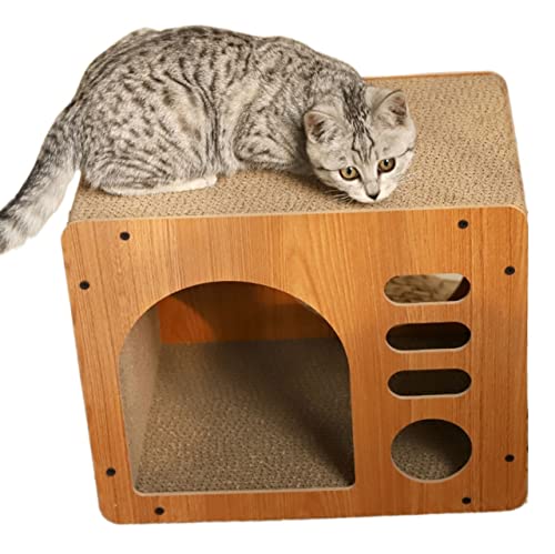 Katzenspielzeug aus Wellpappe, quadratisches Katzenkratzpad, interaktives Katzenbett, for Kätzchenspielübungen von TONGDY