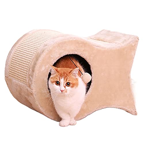 Nest-Katzenkratzer, Katzenhöhle mit flauschigem Ball for Aufhängen, for Schlafen, Spielen, Klettern und Verstecken von Haustieren, Versteck for große Katzen von TONGDY