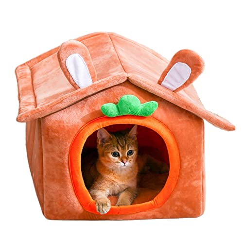 Quadratisches Katzenzelt, Katzenbett for Katzen im Innenbereich, Würfelhaus, Katzenversteck mit Rutschfester Unterseite, for kleine Hunde, Welpen, Kätzchen (Color : D, Size : 52 * 43 * 43CM) von TONGDY
