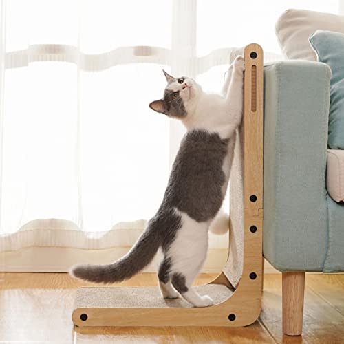 Reversible Cat Scratching Post with Ball Toy, L-Shape Cat Scratcher, Corrugated Cardboard Board Durable Scraper, for Most Cats von TONGDY