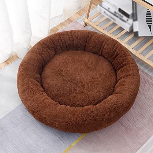 Rundes Katzenbett, langlebige Katzenhäuser mit Rutschfester Unterseite, superweich, 2-in-1 waschbar, for Hunde und Katzen im Innenbereich (Color : Brown, Size : 40CM) von TONGDY