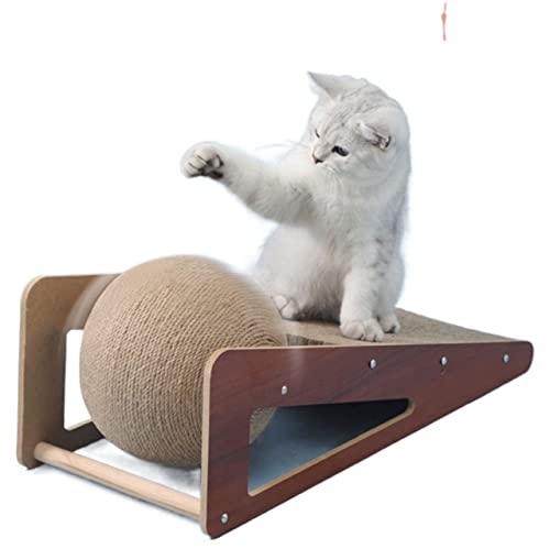 Sisal+Verbundplatten Cat Scratcher Post, Cat Scratching Lounge Bed, Cat Nest with Spinning Ball, Multifunction Cat Toys (Size : 12 * 12 * 40cm) von TONGDY