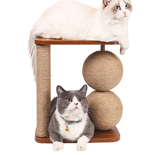 Sisal-Katzenkratzer, reversibles Katzen-Kitty-Trainingsspielzeug, Katzen-Lounge-Bett, Katzenpfosten mit Teaserball, Möbelschäden von TONGDY