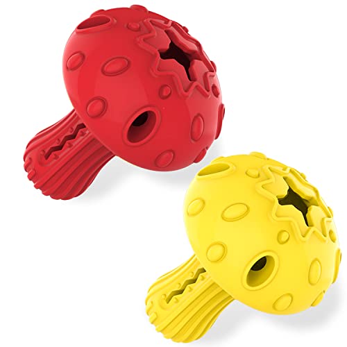 TONGKTAI Aggressives Kauspielzeug für Hunde, Unzerstörbares Kauspielzeug aus Pilzgummi mit Zahnreinigung, interaktiver Leckerbissen Spender Hund Puzzle Spielzeug für Große Rassen von TONGKTAI
