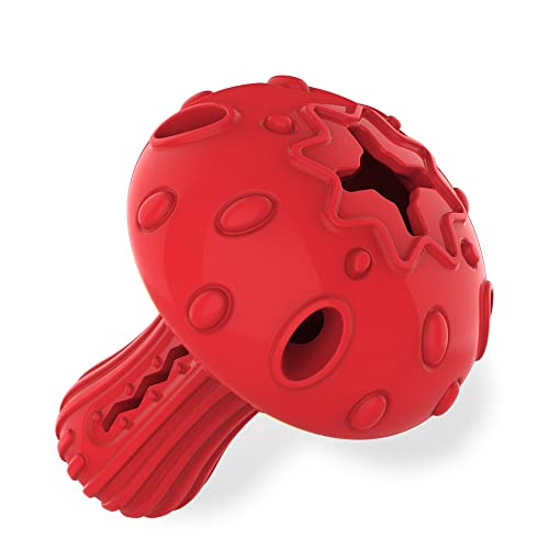 TONGKTAI Aggressives Kauspielzeug für Hunde, unzerstörbares Kauspielzeug aus Pilzgummi mit Zahnreinigung, langlebiger interaktiver Leckerbissen Spender Hund Puzzle Spielzeug für große Rassen (Rot) von TONGKTAI