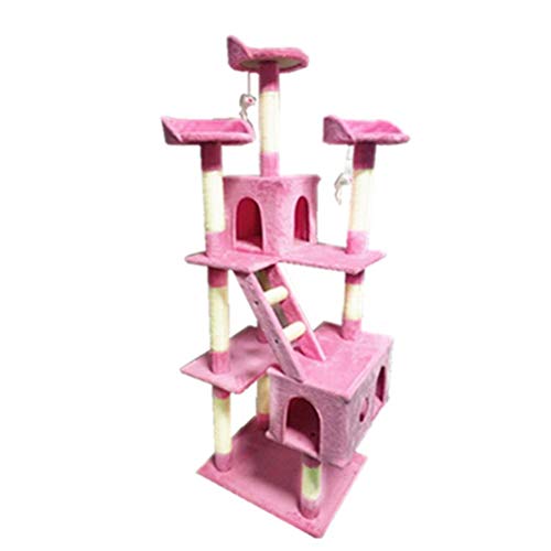 TONPOP Haustier Katzen Baumhaus Multi-Level-Turm Kreatives Würfelhaus Kratzen Abnehmbare Kissen Kissen Haustier Katze Aktivität Unterhaltung (Color : White) (Pink) von TONPOP