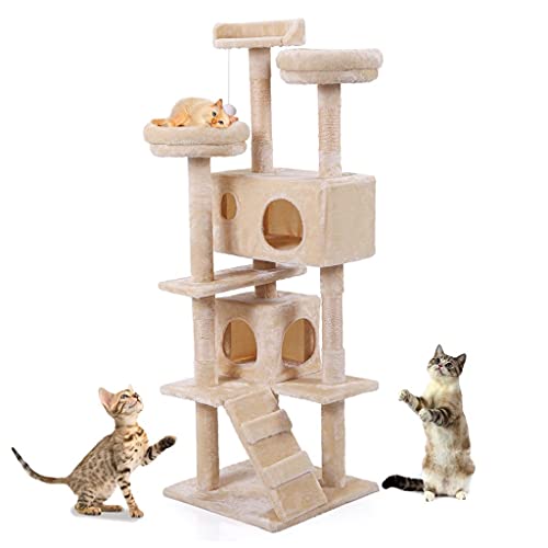 TONPOP Haustier Katzen Baumhaus Unterhaltung Spielplatz Stallmöbel für Katzen Kätzchen Mehrstöckiger Turm für große Katzen Gemütlich von TONPOP