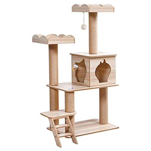 TONPOP Katzen-Klettergerüst Mehrschichtiger Kratzbaum mit widerstandsfähigem Sisal-Katzenbaum-Kätzchen-Spielplatz von TONPOP