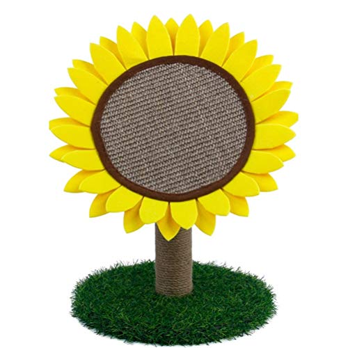 TONPOP Katzen-Klettergerüst Sisal-Katzenrahmen Massivholz-Katzen-Klettergerüst Hausgemachtes Material Sonnenblumen-Blumen-Kätzchen-Katzen-Kratzbrett Heimtierbedarf (Farbe : Gelb) (Gelb) von TONPOP