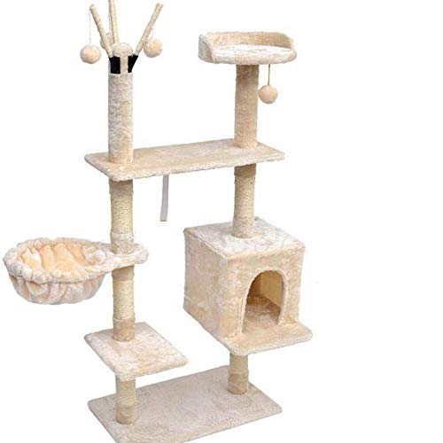 TONPOP Katzenklettergerüst Katzennest Kratzbaum eine Sisal-Villa-Katzensprungplattform großes Spielzeug Katzenkratzbaum Katzenständer-schwarz (Color : Beige) g (Color : Beige) (Beige) von TONPOP