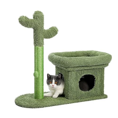 TONPOP Katzenkratzbaum mit Big House Cute Cactus Scratcher mit Condo Nest Mordern Cat Tree Pet Play House Indoor Furniture von TONPOP