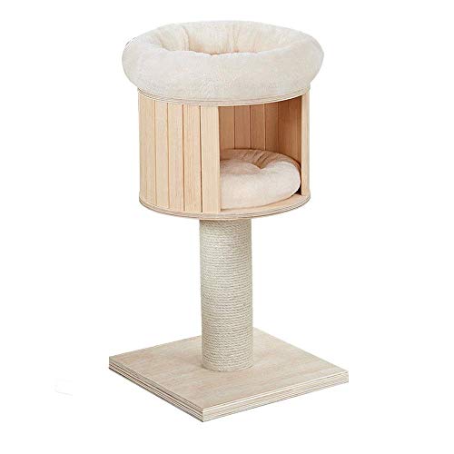 TONPOP Katzenwohnungen Baumhaus Katzenspielzeug Sisal-Katzennest Holz-Katzen-Klettergerüst Sisal-Katzensäule Haustier-Katzen-Klettergerüst Kratzbaum-Turm (Color : Beige, Size : 40X40X80CM) ( von TONPOP