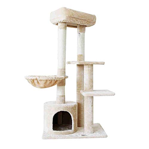 TONPOP Kratzbaum Condo 4-Schicht-Katzen-Klettergerüst Stabiles Katzen-Klettergerüst Katzenspielplatz Kratzfester Kratzbaum (Color : Beige, Size : One Size) g (Color : Beige, Size : One Siz von TONPOP