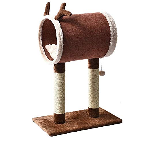 TONPOP Kratzbaum Eigentumswohnung Katzenspielplatz Sprungplattform Katzenständer mit Katzennetz Robustes Klettergerüst für Katzen (Color : Brown, Size : One Size) g (Color : Brown, Size : O von TONPOP