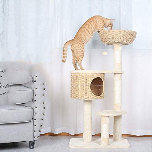 TONPOP Spieltürme für Katzen Multifunktionaler Katzengreifpfosten Gewebtes Katzenklettergerüst Katzennest Kratzbaum Integrierte Bäume für Katzen (Color : One Color, Size : 60X40X120cm) (One von TONPOP