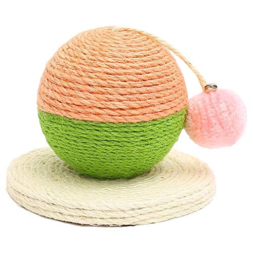 TONPOP Verschleißfester gewebter Sisal-Kratzkaktusball mit Holzsockel Haustierspielzeug-Kratzbrettball Katzenkratzbaum (Color : Green) (Pink Green) von TONPOP