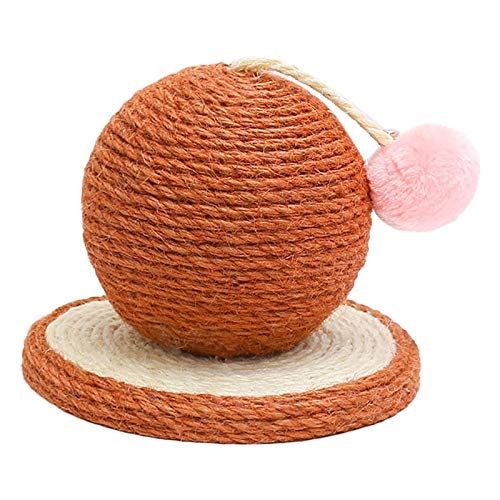 TONPOP Verschleißfester gewebter Sisal-Kratzkaktusball mit Holzsockel Haustierspielzeug-Kratzbrettball Katzenkratzbaum (Farbe : Grün) (Braun) von TONPOP
