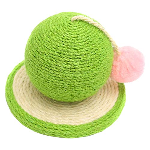 TONPOP Verschleißfester gewebter Sisal-Kratzkaktusball mit Holzsockel Haustierspielzeug-Kratzbrettball Katzenkratzbaum (Farbe : Grün) (Grün) von TONPOP