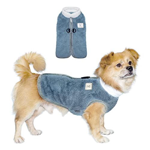 TONY HOBY Haustier-Fleece-Kleidung Hundeweste Wintermantel Hundebekleidung Jacken Warm für kaltes Wetter Blau von TONY HOBY