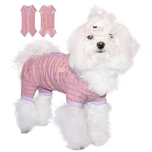 TONY HOBY Hunde-Pyjama, Einteiler für Hunde, Jumpsuit, Genesungsanzug für kleine und mittelgroße Hunde (Bohnenrosa, Mädchen, Größe L) von TONY HOBY