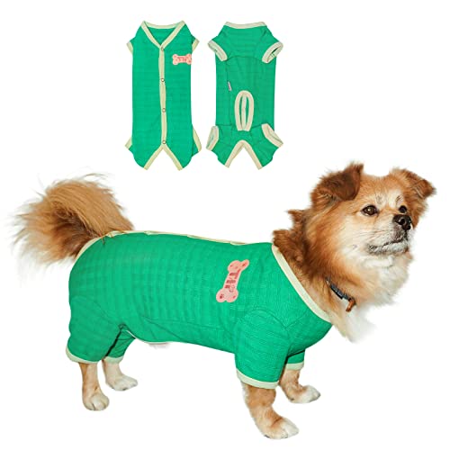 TONY HOBY Hunde-Pyjama, Genesungsanzug für Hunde nach Operationen, weiche Hundeshirts für kleine und mittelgroße Hunde (Grün, Jungen, XL) von TONY HOBY