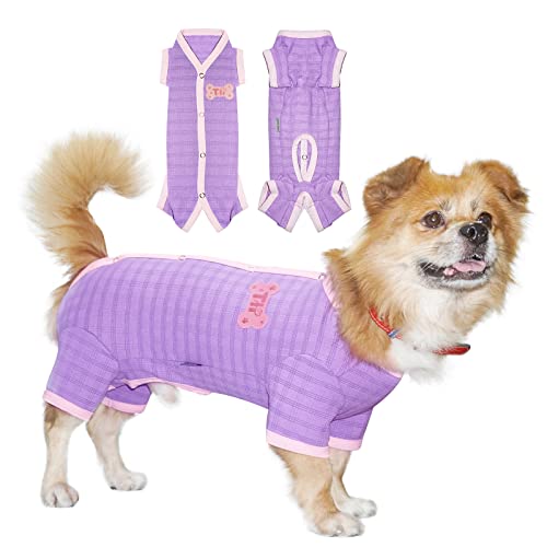 TONY HOBY Hunde-Pyjama, Hunde-Genesungsanzug nach Operationen, weiche Hunde-Shirts für kleine mittelgroße Hunde (lila, Junge, XS) von TONY HOBY