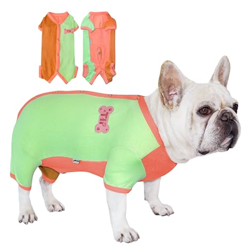 TONY HOBY Hunde-Pyjama für männliche Hunde, Thermo-Overall, modische bunte Haustierkleidung für kleine und mittelgroße Hunde (Braun/Orange, Jungen, XL) von TONY HOBY