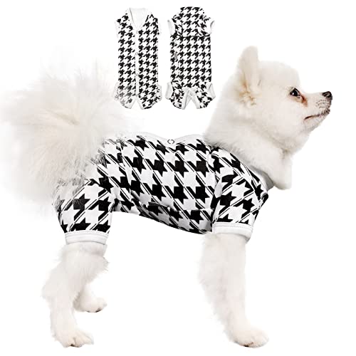 TONY HOBY Hunde-Pyjama mit Hahnentrittmuster, für den Winter, Thermo-Overall für Hunde, weiß (XL, weiß – Mädchen) von TONY HOBY