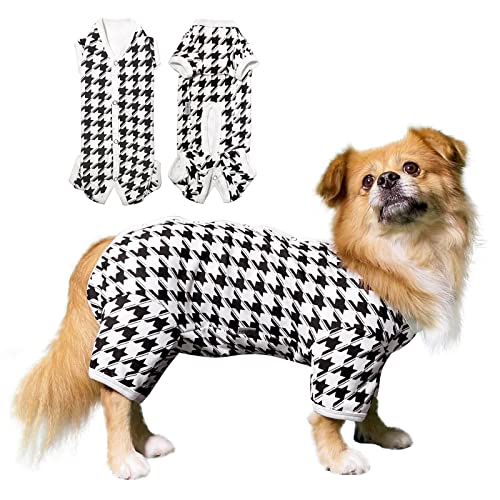 TONY HOBY Hunde-Pyjama mit Hahnentrittmuster, für den Winter, Weiß (M, Weiß) von TONY HOBY