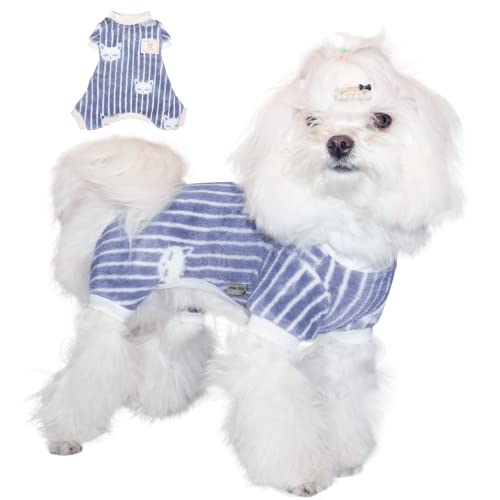 TONY HOBY Hunde-Schlafanzug, Welpen-Overall mit niedlichem Katzenmuster, Hunde-Einteiler, weich, leicht für den Winter, Haustierkleidung für kleine, mittelgroße Hunde (Grau, Katze, XS) von TONY HOBY