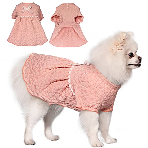 TONY HOBY Hundekleid, Hundepartykleid, Hundesommer, Outdoor-Kleid, weiches und leichtes rosa Hunde-Tutu, für kleine mittelgroße Hunde (Rosa, Blume, S) von TONY HOBY