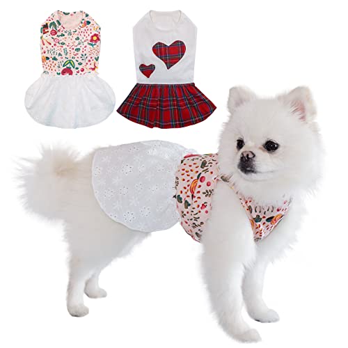 TONY HOBY Hundekleid, Hundepartykleid, einzigartige Spleiß-Modelle, Hunde-Abendkleid für kleine, mittelgroße Hunde (2 Stück, rot + rosa, L) von TONY HOBY