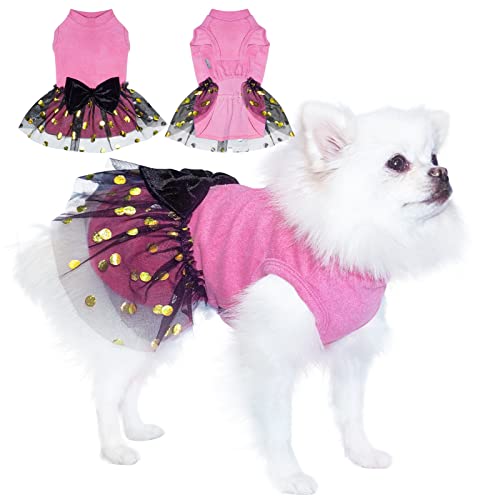 TONY HOBY Hundekleid, Outfits Hunde Party Kleid, Hund Prinzessin Kleid mit Spitze, Hunderock Weich Und Atmungsaktiv Für Kleine Mittlere Hunde (Rosa, M) von TONY HOBY