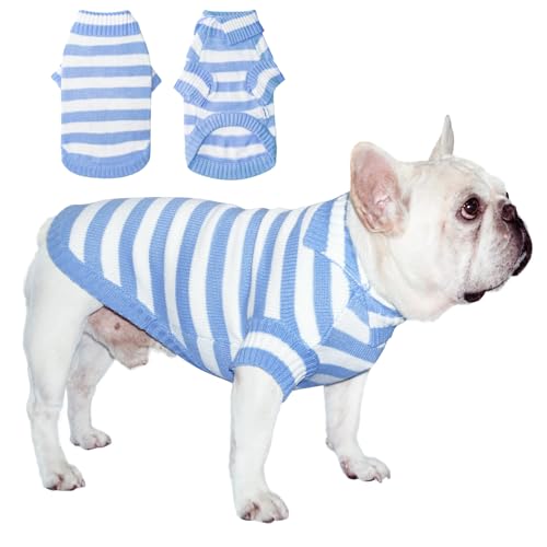 TONY HOBY Hundepullover, gestrickte Hundepullover, Hemden, Winter-Hunde-Shirts, Kleidung für kleine und mittelgroße Hunde (Blau, M) von TONY HOBY