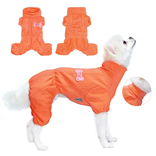 TONY HOBY Hundepullover Shirts, Gestrickte Hundepullover, Vierbeinige Warme Hundeshirts Pullover für Kleine Mittlere Hunde (Orange, L) von TONY HOBY