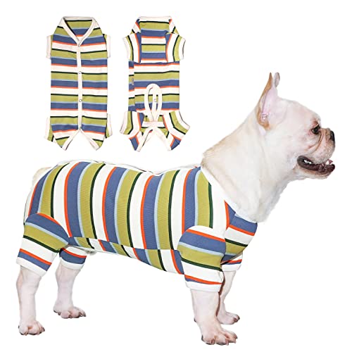 TONY HOBY Hundeschlafanzug, Hunde-Overall, buntes Hundeshirt, Hunde-OP-Behandlungsanzug für kleine und mittelgroße Hunde (blau&weiß - Junge, L) von TONY HOBY