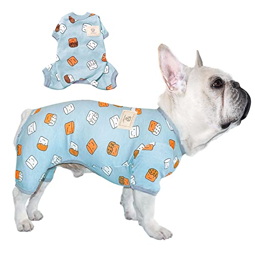 TONY HOBY Hundeschlafanzug, Hunde-Overall mit süßem Lächeln Cupcake, 4-Bein-Hundeschlafanzug für kleine bis mittelgroße Hunde (Blau, Cupcake, XS) von TONY HOBY