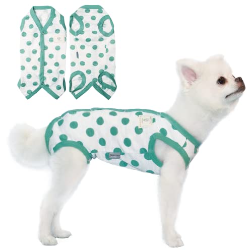 TONY HOBY Hundeschlafanzug, Sommer-Hunde-Overall, weicher, atmungsaktiver Hundeschlafanzug mit Tupfen (Dunkelgrün, L) von TONY HOBY