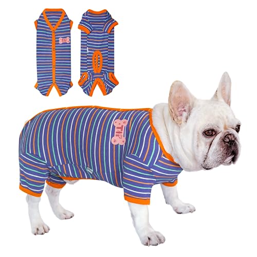 TONY HOBY Hunde-Pyjama, warmer Schlafanzug für Rüden, mit Thermo-Effekt, für kleine und mittelgroße Hunde (Marineblau, Junge, L) von TONY HOBY