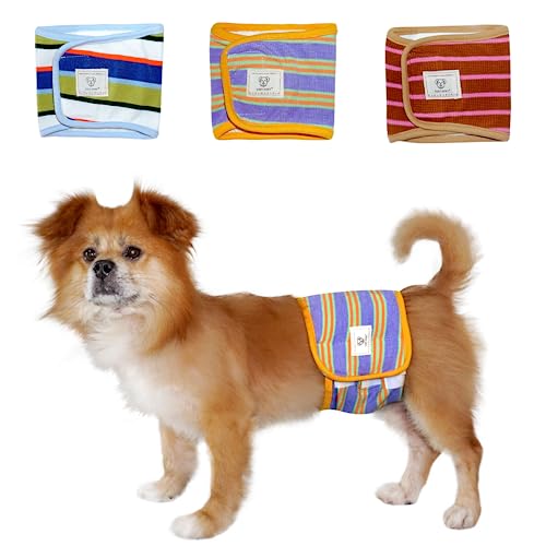 TONY HOBY Hundewindeln für Rüden, waschbares Hundebauchband, wiederverwendbare Hundewickel für männliche Hunde (3er-Pack, blau und grün, Größe M) von TONY HOBY