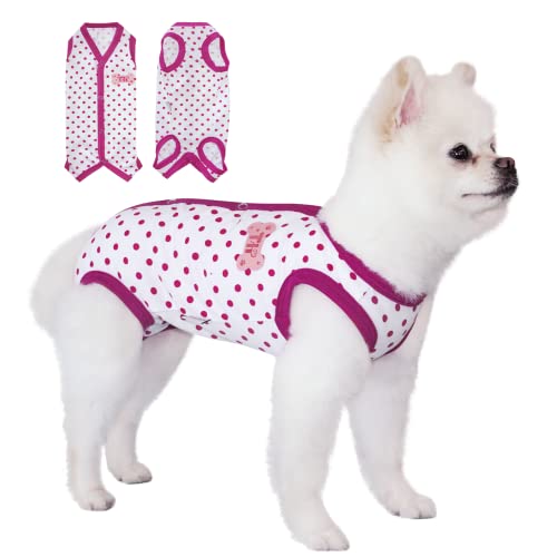 TONY HOBY Sommer Hunde-Pyjama, ärmelloser Hunde-Overall, weich, atmungsaktiv, Hunde-Einteiler mit Punkten, Rosarot, Größe XL von TONY HOBY