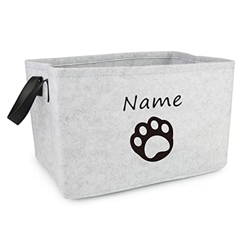 TONYFY Canvas Spielzeugkiste für Haustiere, mit Griffen, Faltbare aufbewahrungsboxen ideal für die Organisation von Hundespielzeug, Hundekleidung, Hunde Katzen zubehör und Haustierbedarf (G Grau) von TONYFY