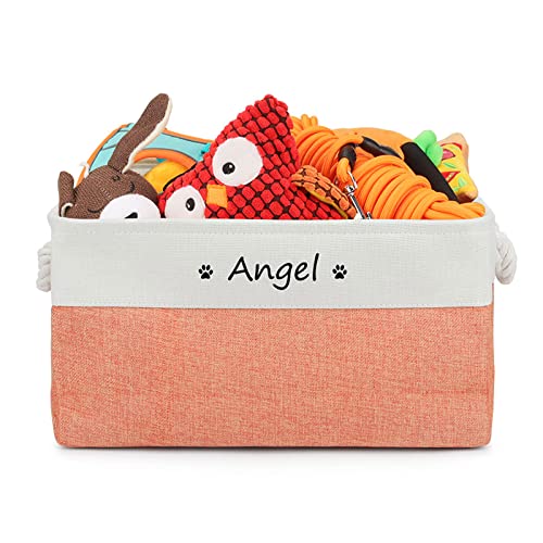 TONYFY Faltbarer Hunde-Katzenspielzeug Aufbewahrungskorb, Personalisierte Individueller Name des Haustieres mit gewebtem Seilgriff für die Organisation von Haustierbedarf (Schwarz Pfote-Orange) TONYFY Faltbarer Hunde-Katzenspielzeug Aufbewahrungskorb, Personalisierte Individueller Name des Haustieres mit gewebtem Seilgriff für die Organisation von Haustierbedarf (Schwarz Pfote-Orange) von TONYFY