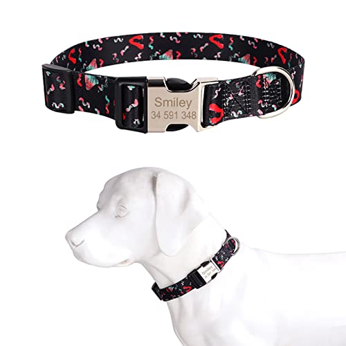 TONYFY Individuelle Hundehalsband Metallschnalle Hunde Namensschild Halsband Kostenlose Gravur Personalisierte Haustierhalsbänder Einstellbar für Kleine Mittlere Große Hund (Black-Bottomed Drago, L) von TONYFY